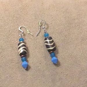 Earrings with 1” hanging beads